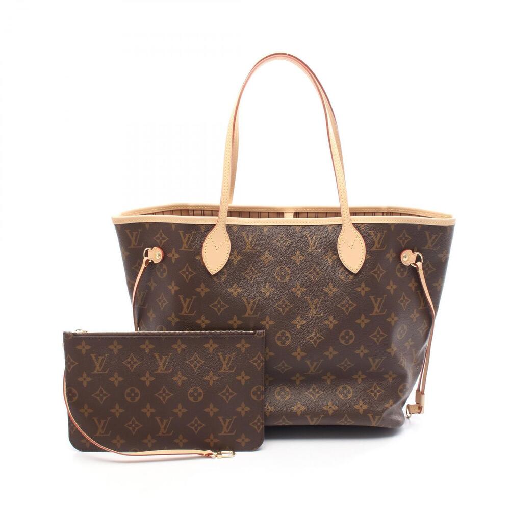 Louis Vuitton Neverfull Tote Bag Canvas Leather Monogram Brown